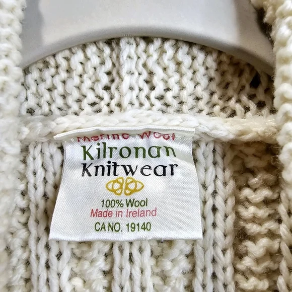 Kilronan Knitwear Ireland  Sweater Vest Wool Cable Knit Fisherman - Picture 3 of 6